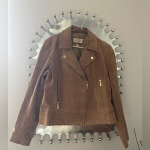 Michael Kors Suede Moto Jacket | Camel Brown | Size XL